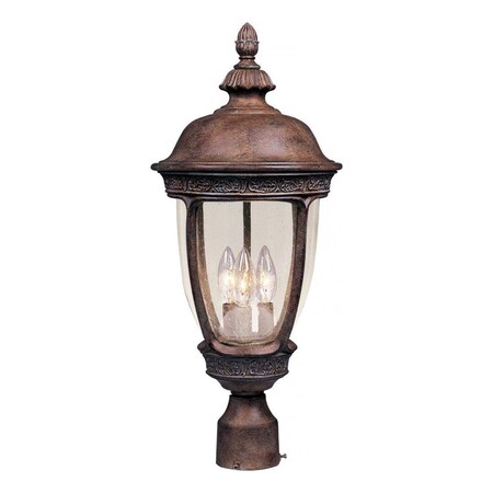 Maxim Three Light Sienna Seedy Glass Post Light 40461CDSE